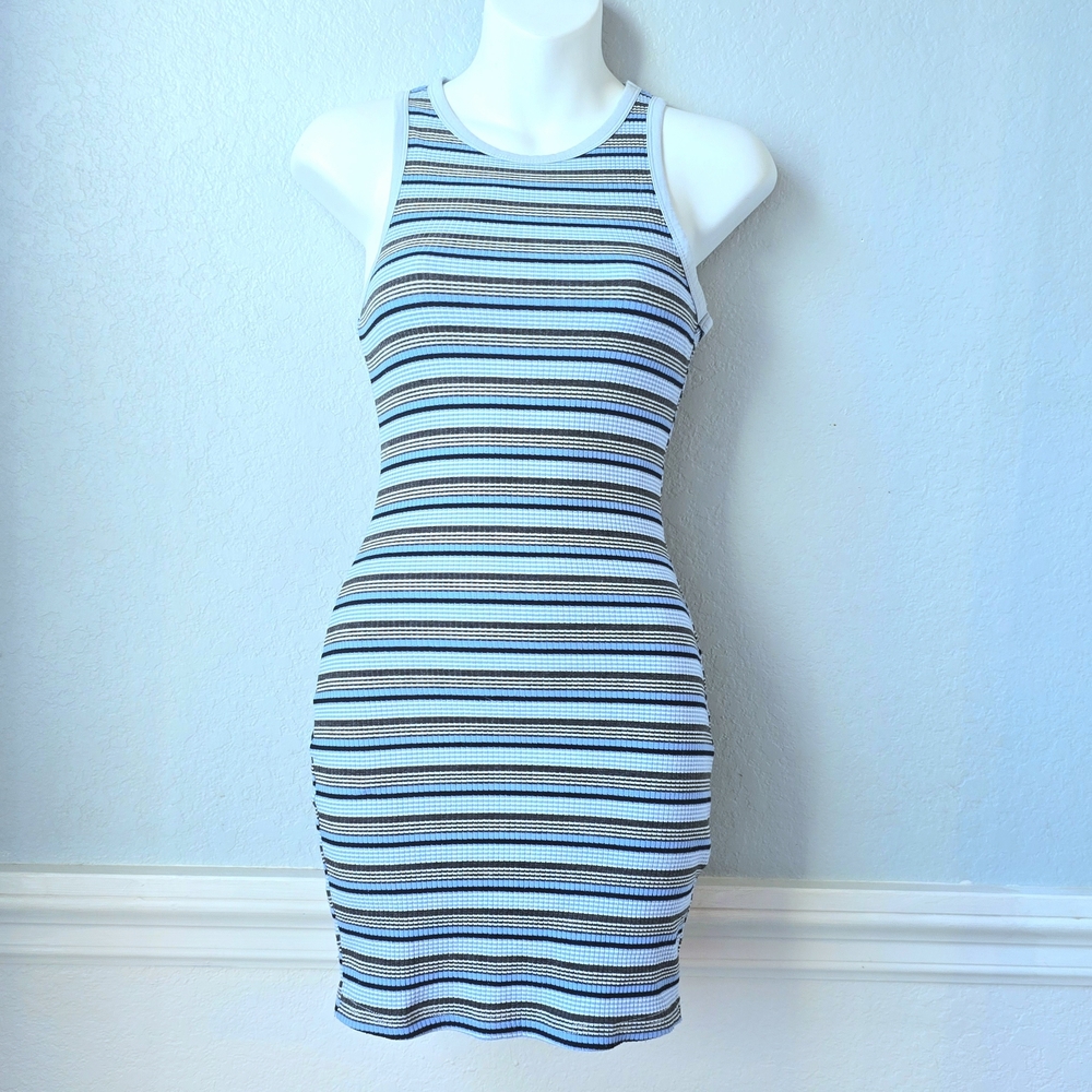 SHEIN Blue and Black Striped Mini Dress | Size XS